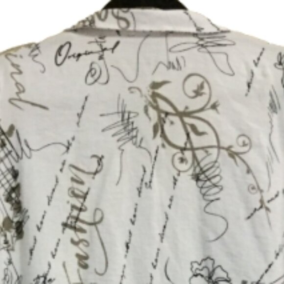 Ali Miles Women Plus Sz 2X Blouse Tunic Top Pockets Button front Tan Black White - Picture 4 of 10